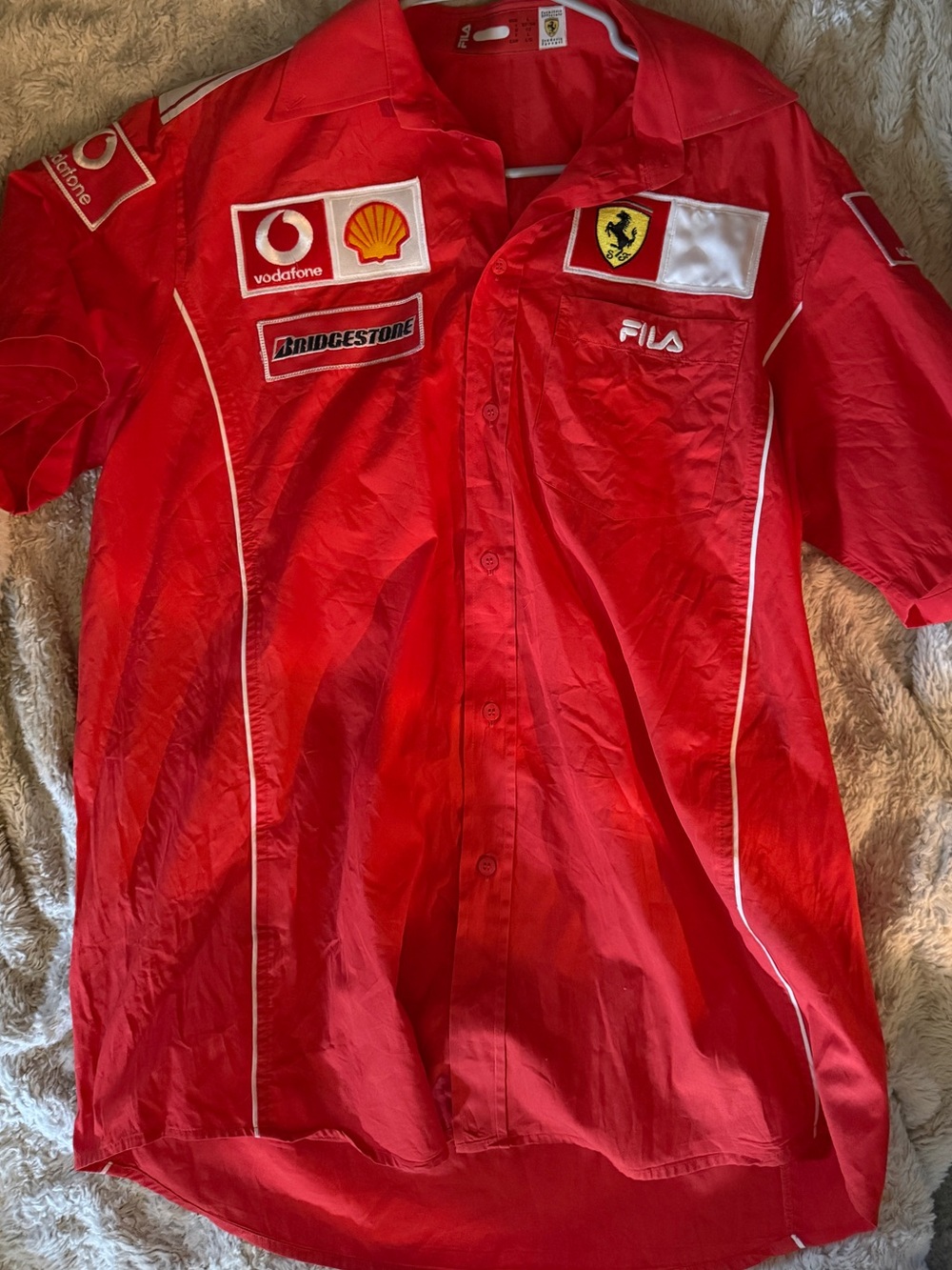 Fila Red Ferrari Racing Polo-Style Short Sleeve Shirt